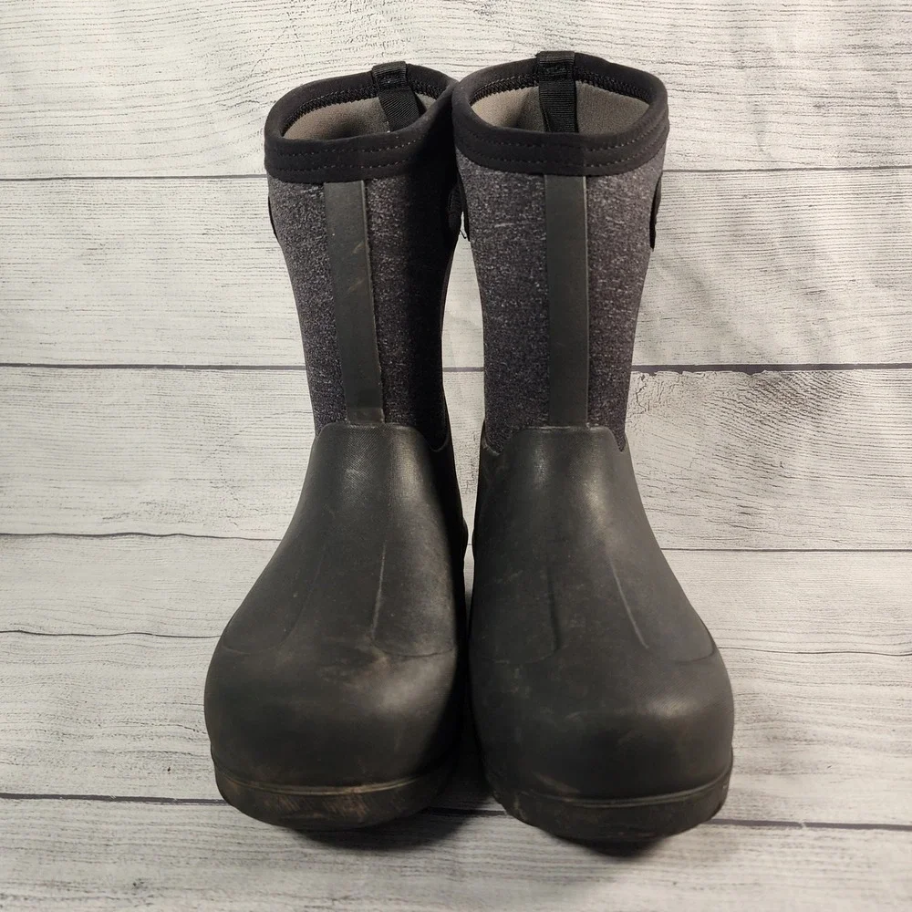 Bogs Kids Size 4 Neo-Classic Melange Waterproof Insulated Winter Boots Black